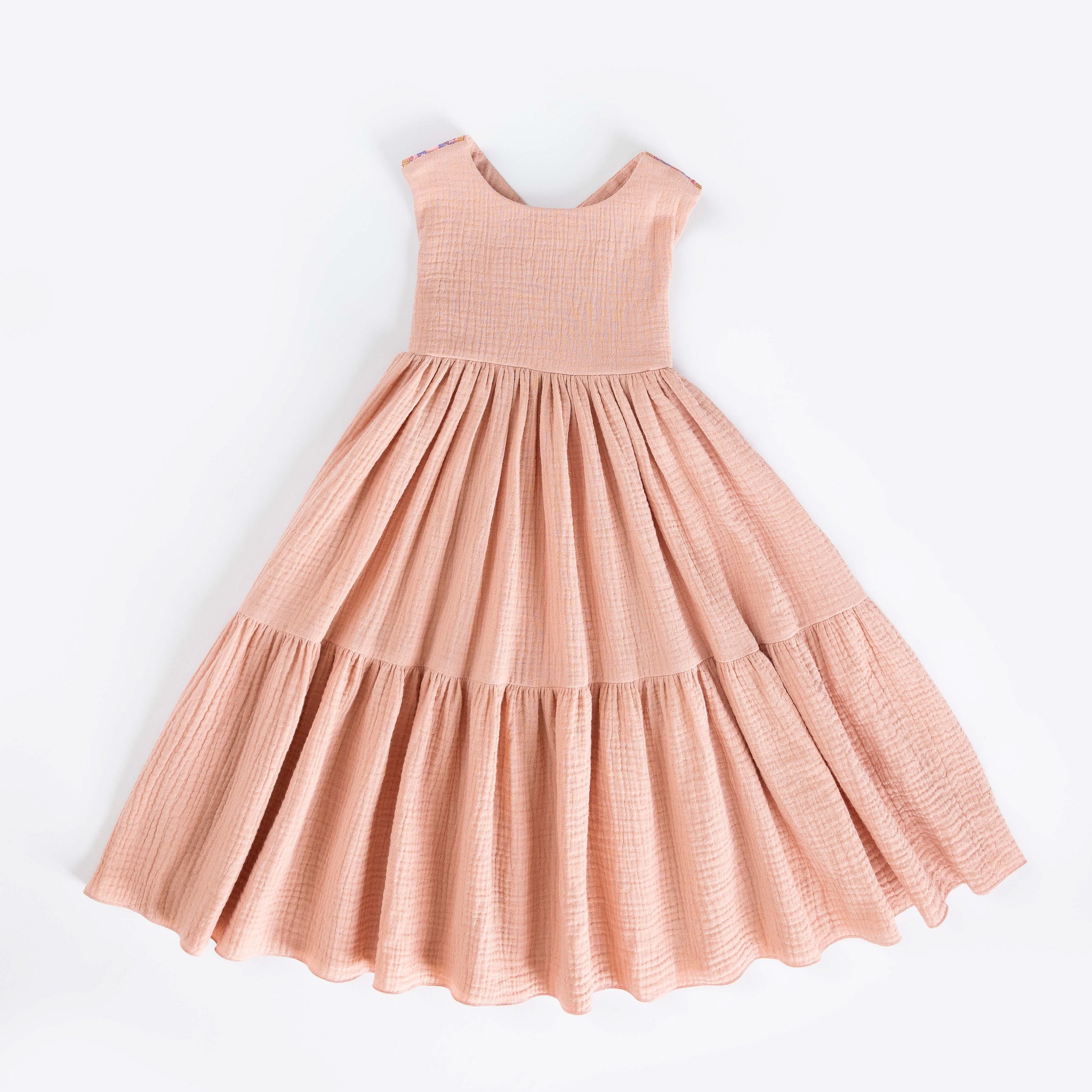 Cross Back Strap Dress with Embroidery