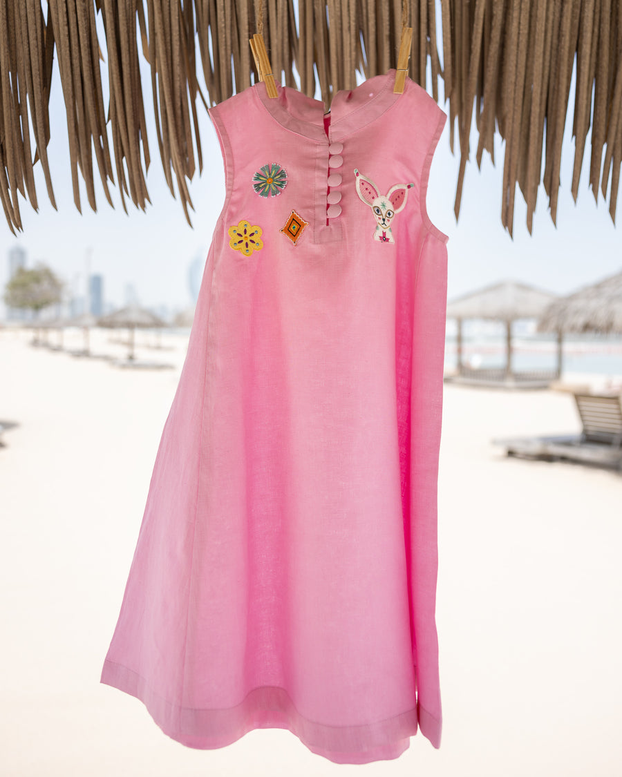 PINK Sleeveless Hooded Dress