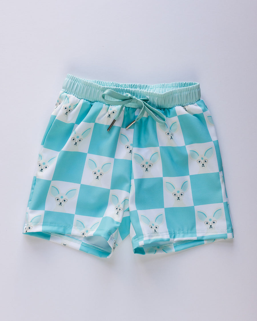 Checkerboard Desert Fox swimming shorts