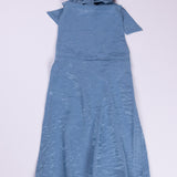 Pleated Colorful Bisht with Shiny Blue Dress Set